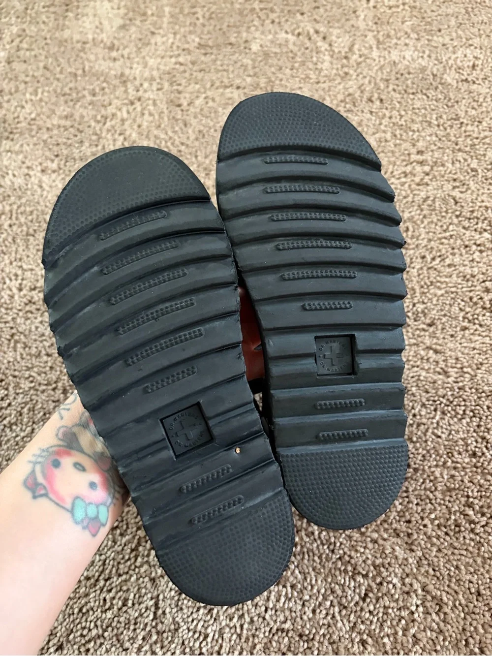 Dr. Martens Black Leather Kids Velcro Strap Sandals